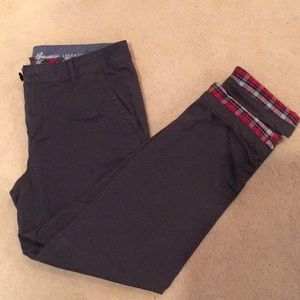 Eddie Bauer Dk Grey Chino Flannel Lined Pants
